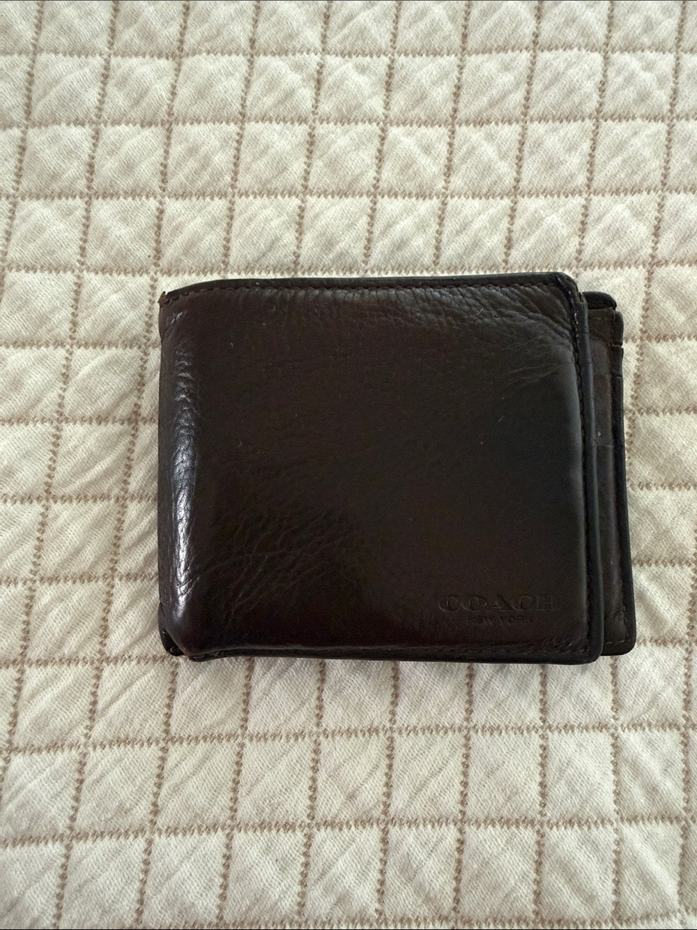 Coach Men's Dark Brown Leather Money Clip Wallet